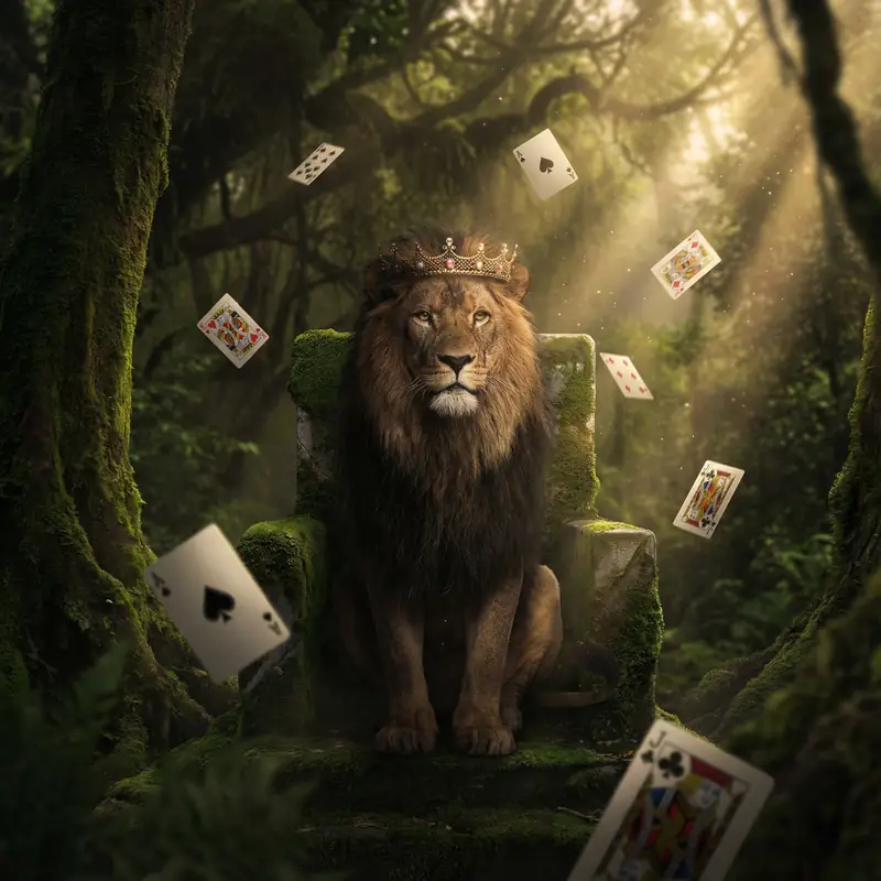León majestuoso - Blackjack del Rey en Juegos de Poker