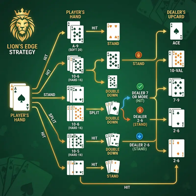 Tabla de estrategia básica de blackjack del León - Juegos de Poker