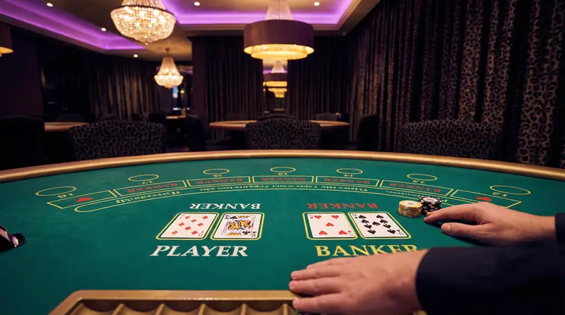 Mesa de bacará elegante en Juegos de Poker