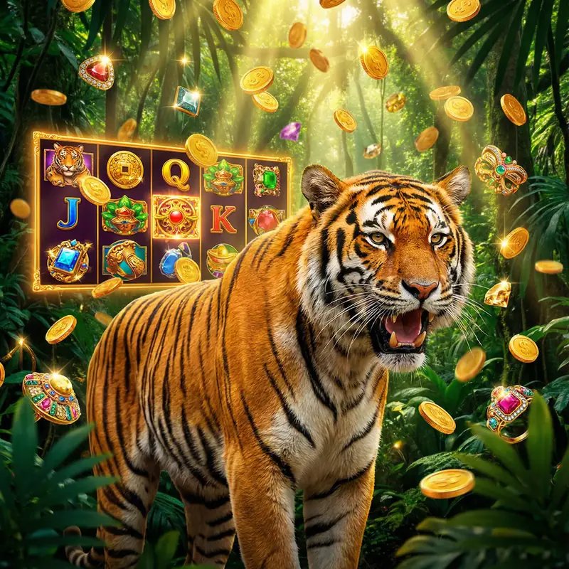Tigre con monedas de oro - Tragamonedas Juegos de Poker